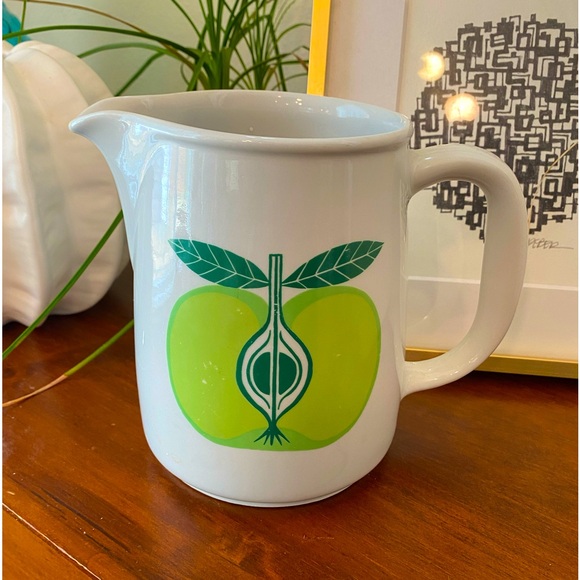 Arabia Finland Pomona Green Apple Pitcher Mid Century VTG 6” - Picture 1 of 6